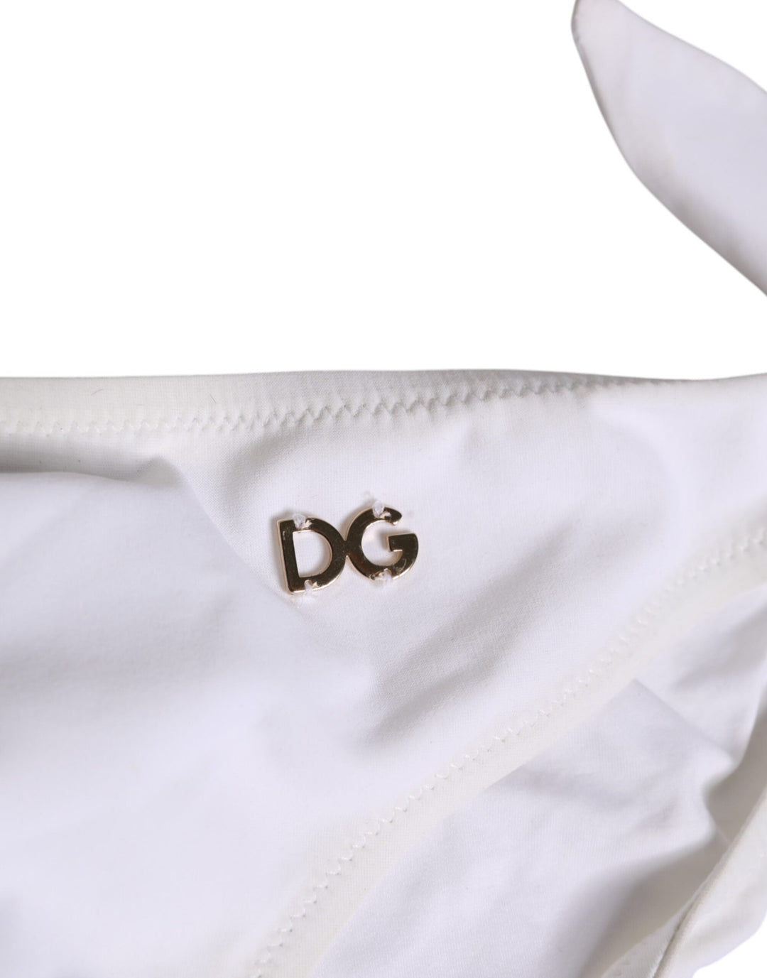 Women’s Dolce &amp; Gabbana White Side Tie Logo Bikini Bottom Underwear