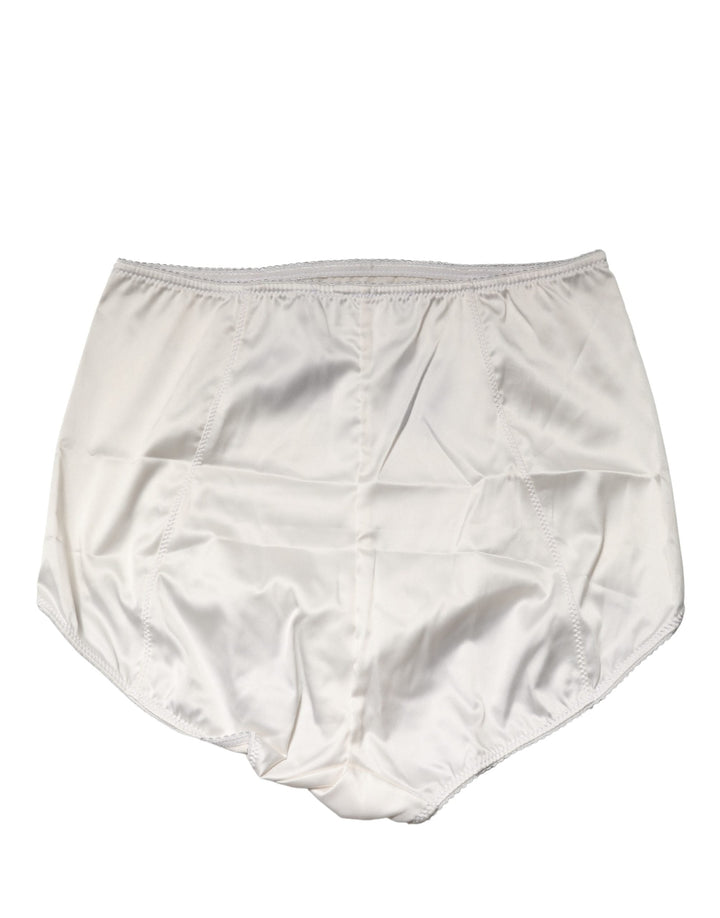 Dolce &amp; Gabbana White Silk Blend High Waist Girdle Panty Underwear