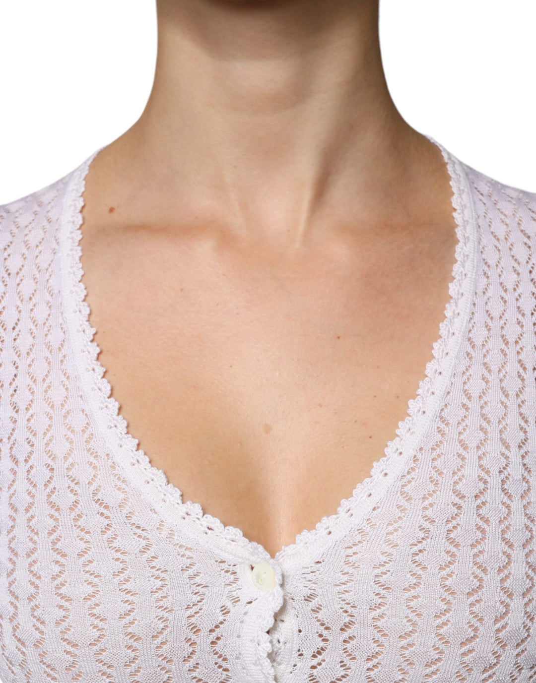Women’s Dolce &amp; Gabbana White Silk Button Down Cardigan Sweater