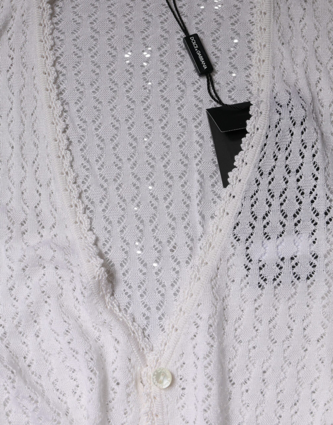 Women’s Dolce &amp; Gabbana White Silk Button Down Cardigan Sweater
