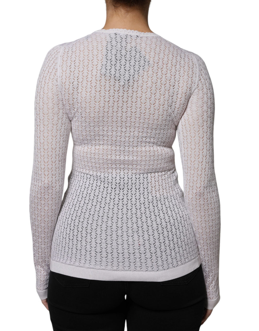 Women’s Dolce &amp; Gabbana White Silk Button Down Cardigan Sweater