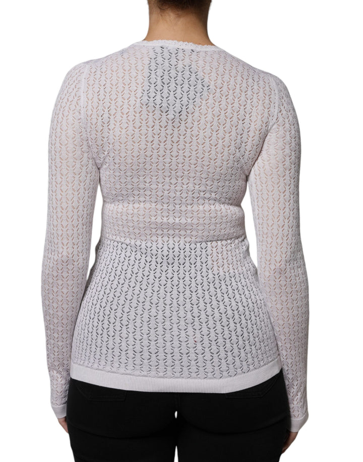 Women’s Dolce &amp; Gabbana White Silk Button Down Cardigan Sweater