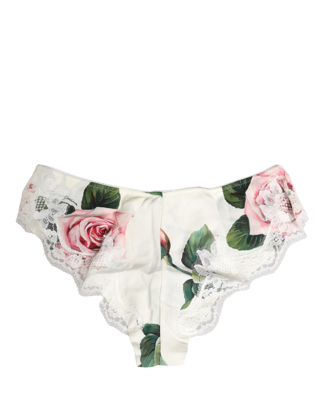 Women’s Dolce &amp; Gabbana White Silk Floral Lace Trim Panty Brief Underwear