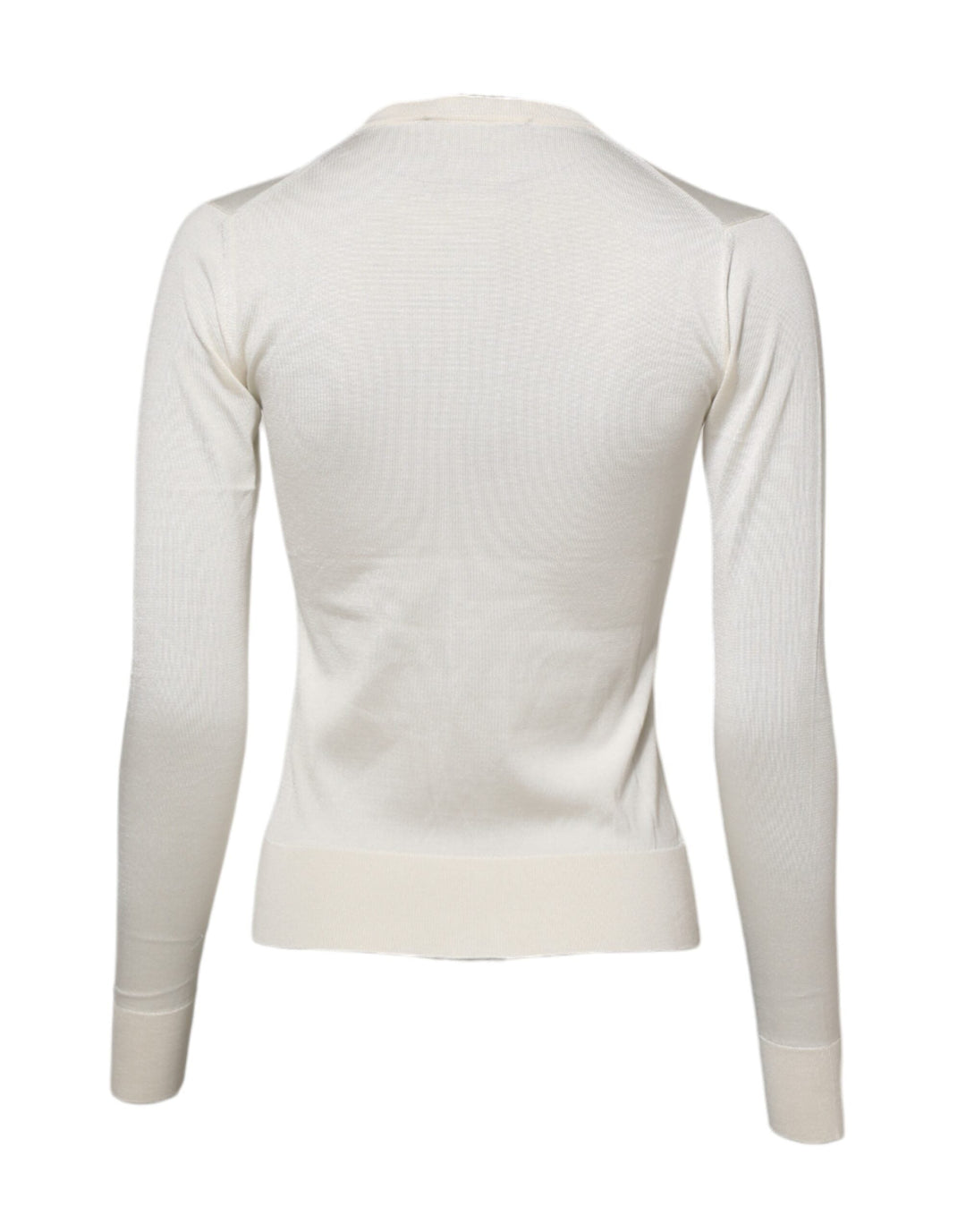Women’s Dolce &amp; Gabbana White Silk Lily Embellished Cardigan Sweater