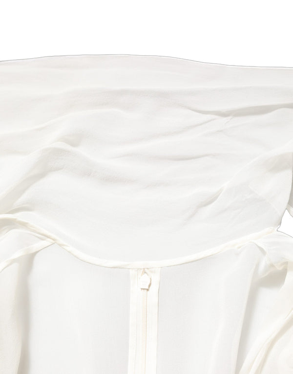 Women’s Dolce & Gabbana White Silk Sheer Draped Long Gown Dress