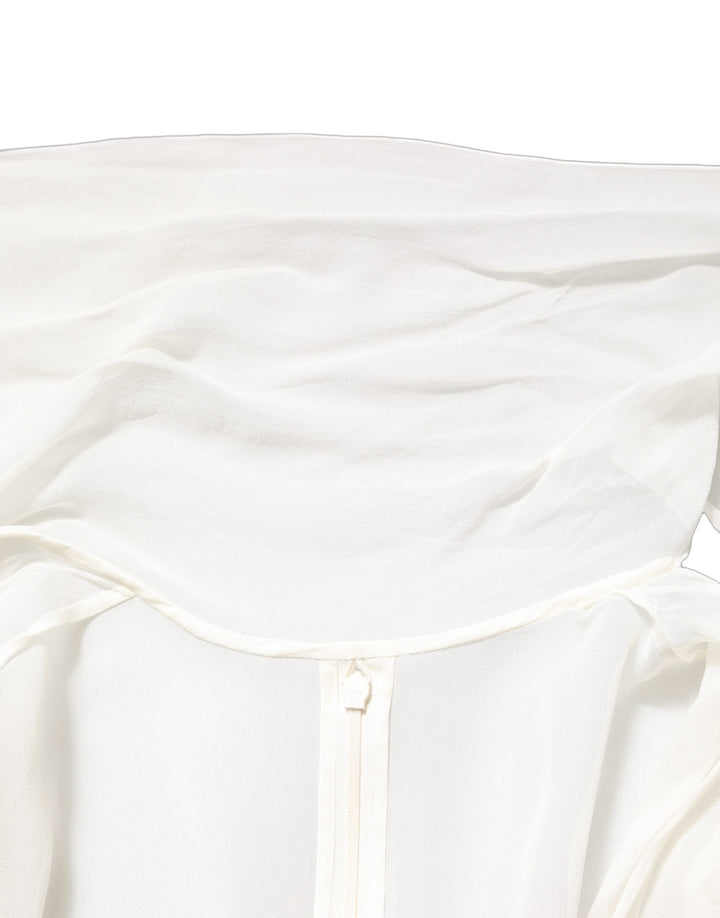 Women’s Dolce &amp; Gabbana White Silk Sheer Draped Long Gown Dress