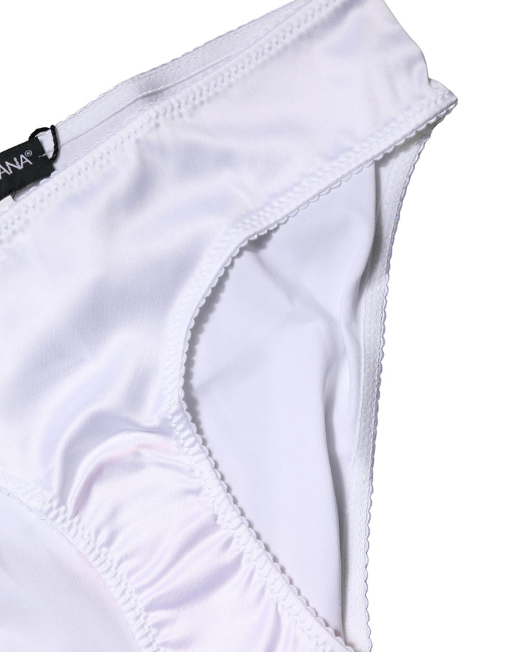 Women’s Dolce &amp; Gabbana White Silk Stretch Mid Waist Brief Panty Underwear
