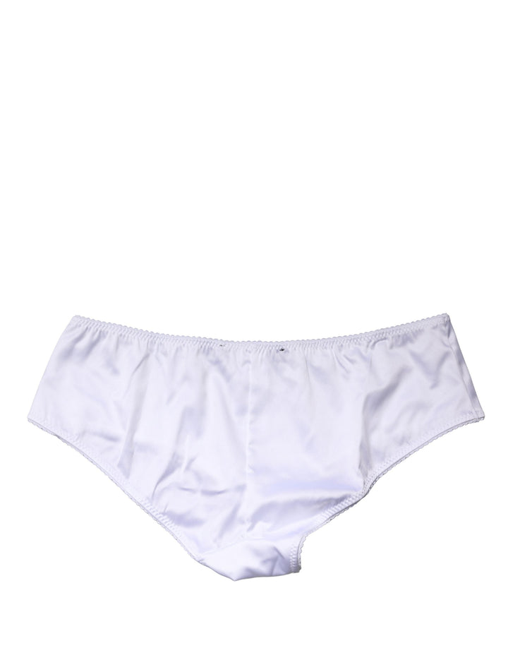 Women’s Dolce &amp; Gabbana White Silk Stretch Mid Waist Brief Panty Underwear