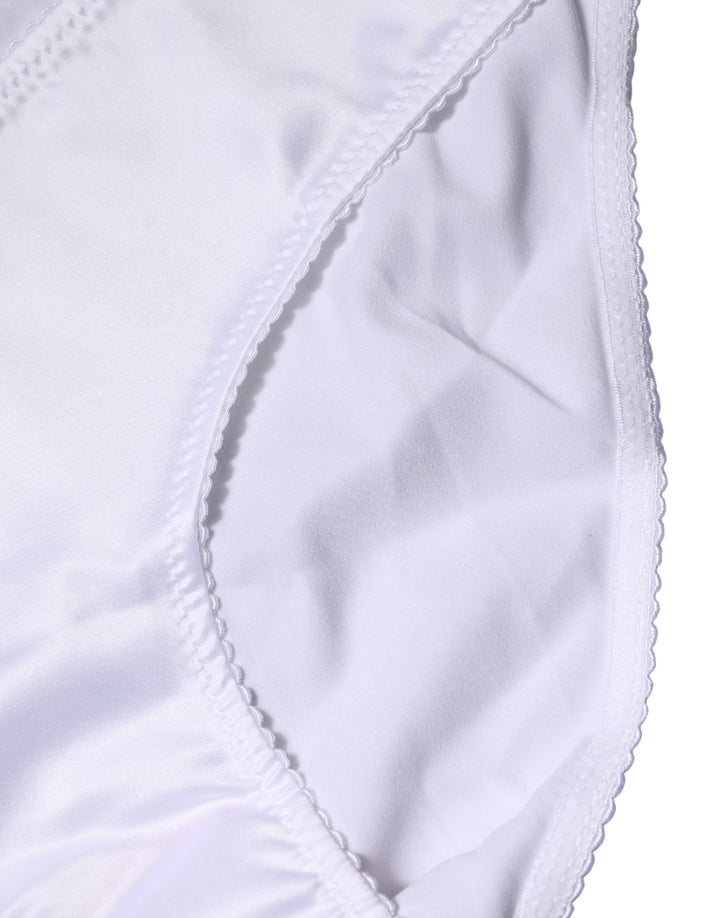 Women’s Dolce &amp; Gabbana White Silk Stretch Mid Waist Brief Panty Underwear