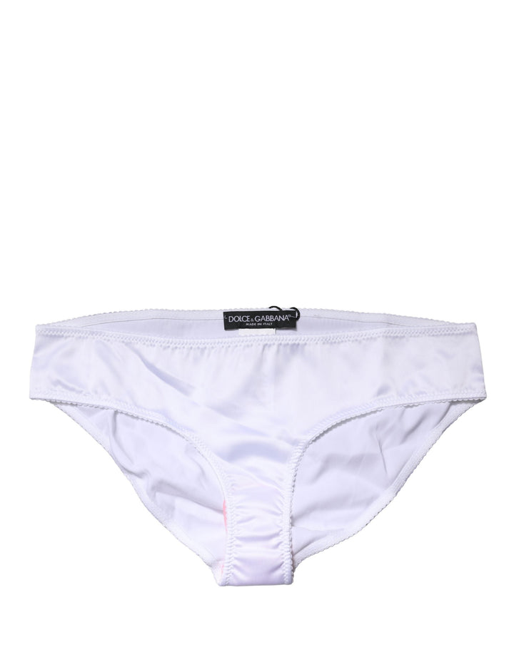 Women’s Dolce &amp; Gabbana White Silk Stretch Mid Waist Brief Panty Underwear