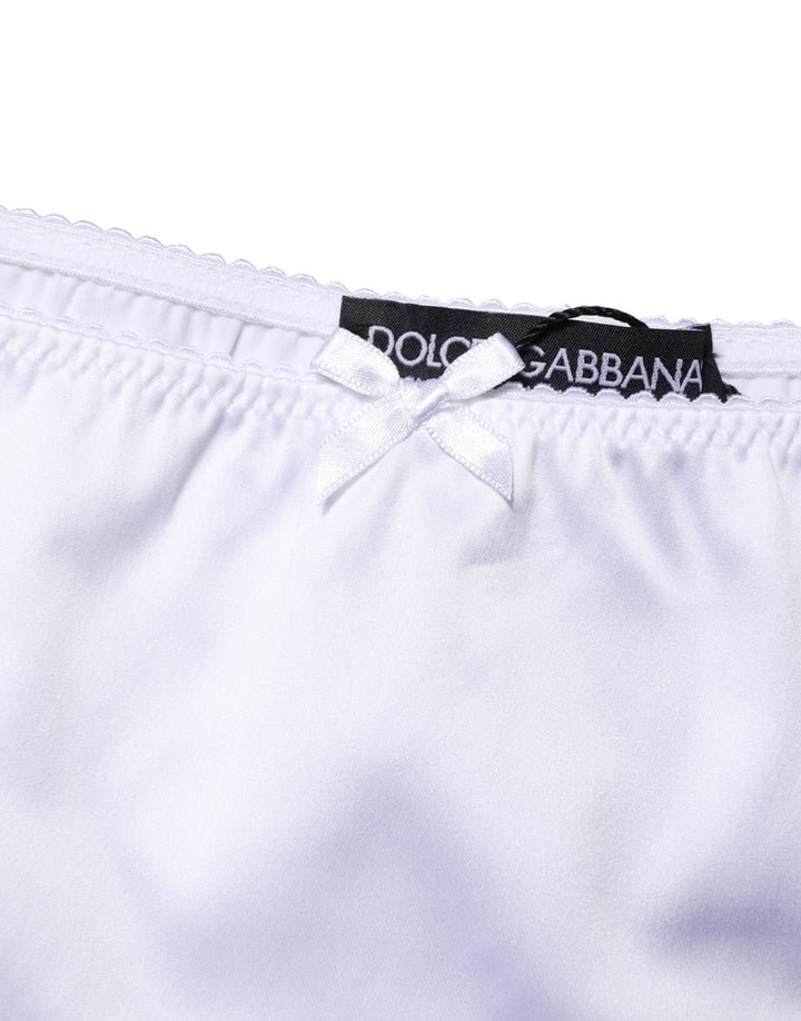 Women’s Dolce &amp; Gabbana White Silk Stretch Mid Waist Brief Panty Underwear
