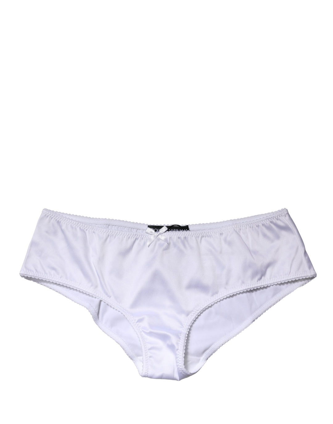 Women’s Dolce &amp; Gabbana White Silk Stretch Mid Waist Brief Panty Underwear