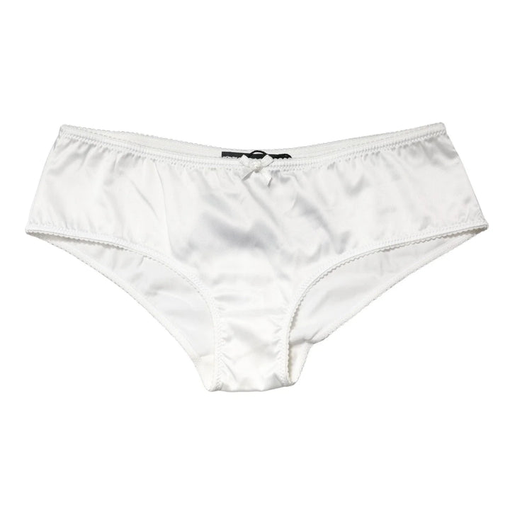 Women’s Dolce &amp; Gabbana White Silk Stretch Mid Waist Brief Panty Underwear