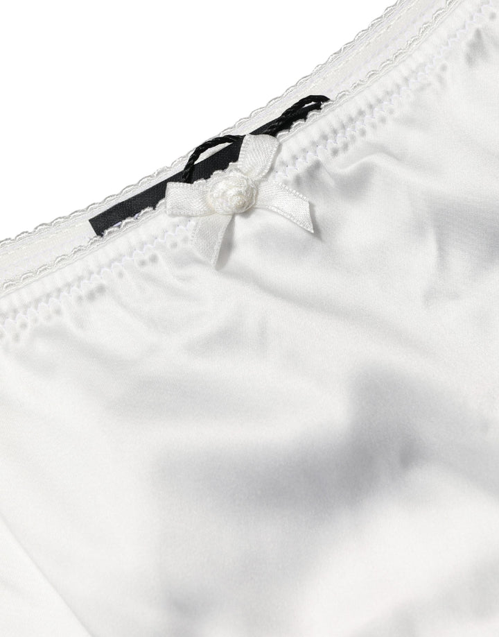 Women’s Dolce &amp; Gabbana White Silk Stretch Mid Waist Brief Panty Underwear