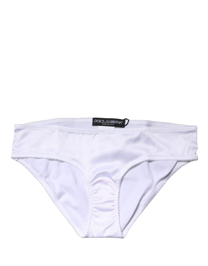 Women’s Dolce &amp; Gabbana White Silk Stretch Mid Waist Brief Panty Underwear