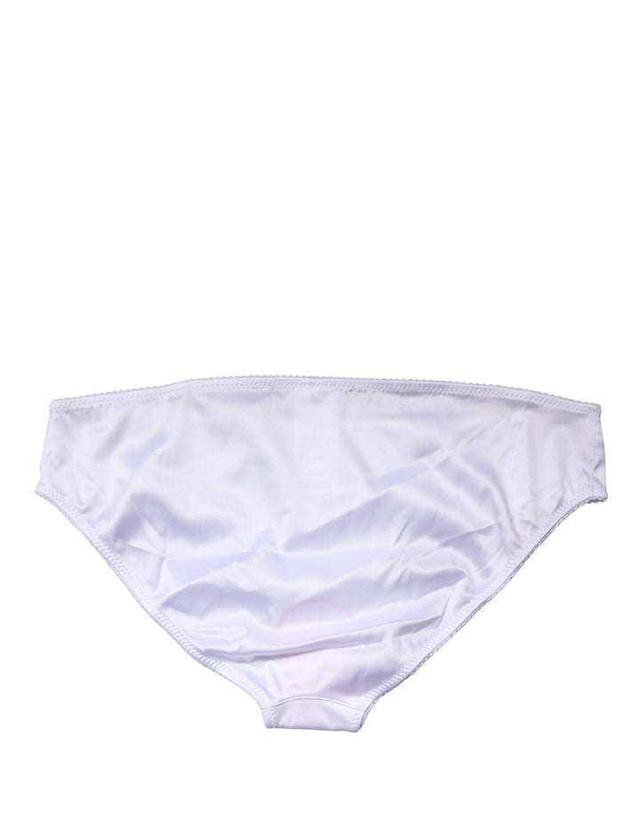 Women’s Dolce &amp; Gabbana White Silk Stretch Mid Waist Brief Panty Underwear