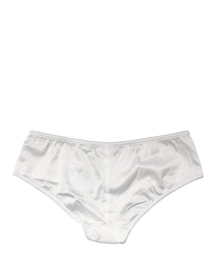 Women’s Dolce &amp; Gabbana White Silk Stretch Mid Waist Brief Panty Underwear