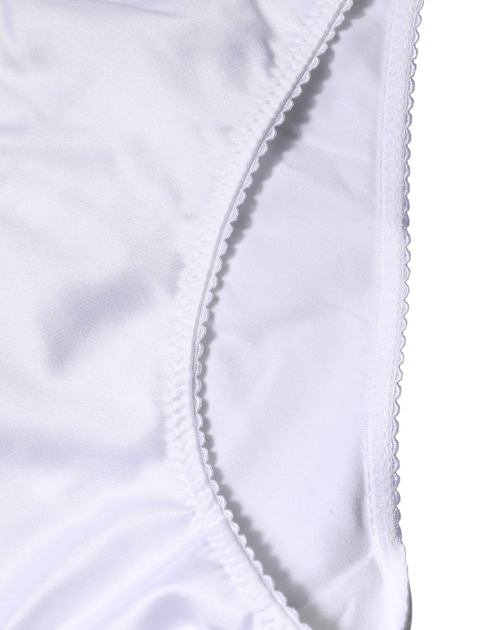 Women’s Dolce &amp; Gabbana White Silk Stretch Mid Waist Brief Panty Underwear