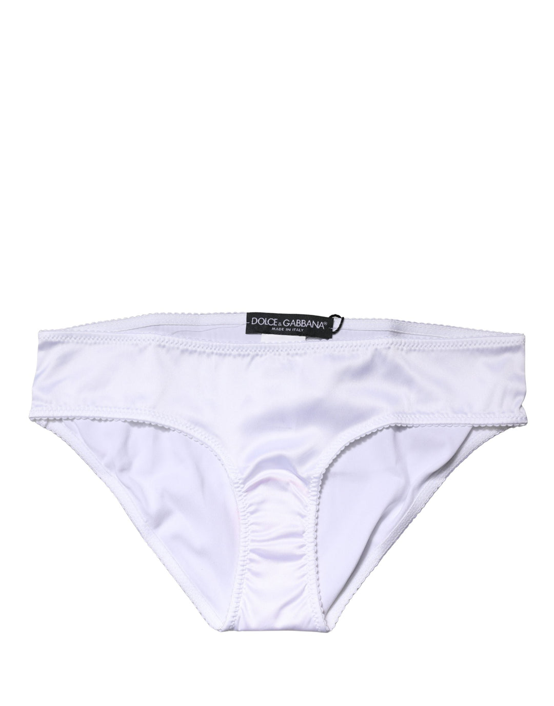 Women’s Dolce &amp; Gabbana White Silk Stretch Mid Waist Brief Panty Underwear