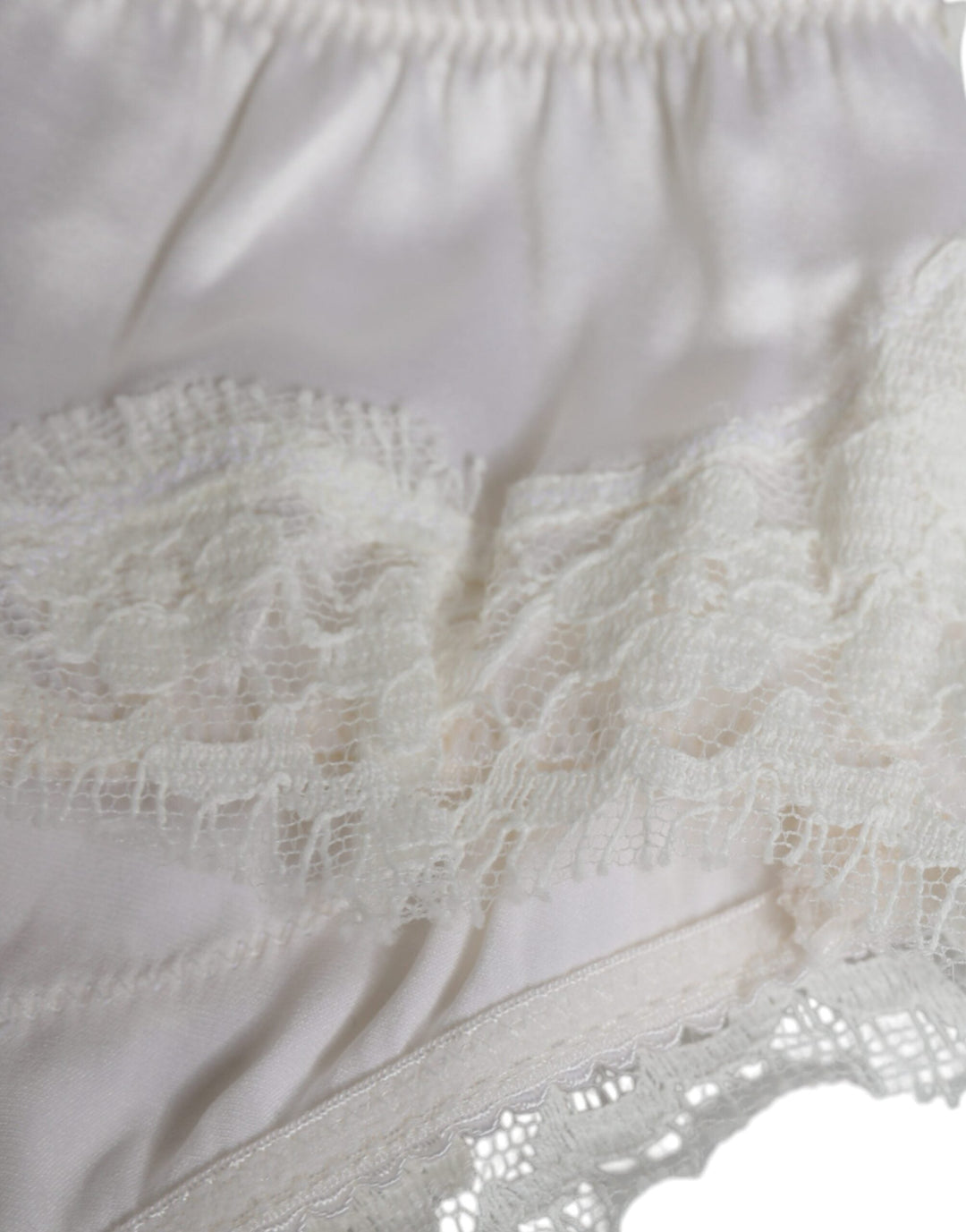Women’s Dolce &amp; Gabbana White Silk Stretch Panty Balconette Bra Underwear