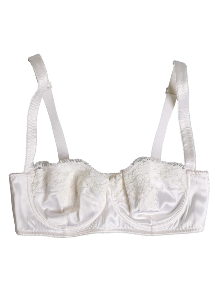 Women’s Dolce &amp; Gabbana White Silk Underwired Balconette Bra Underwear