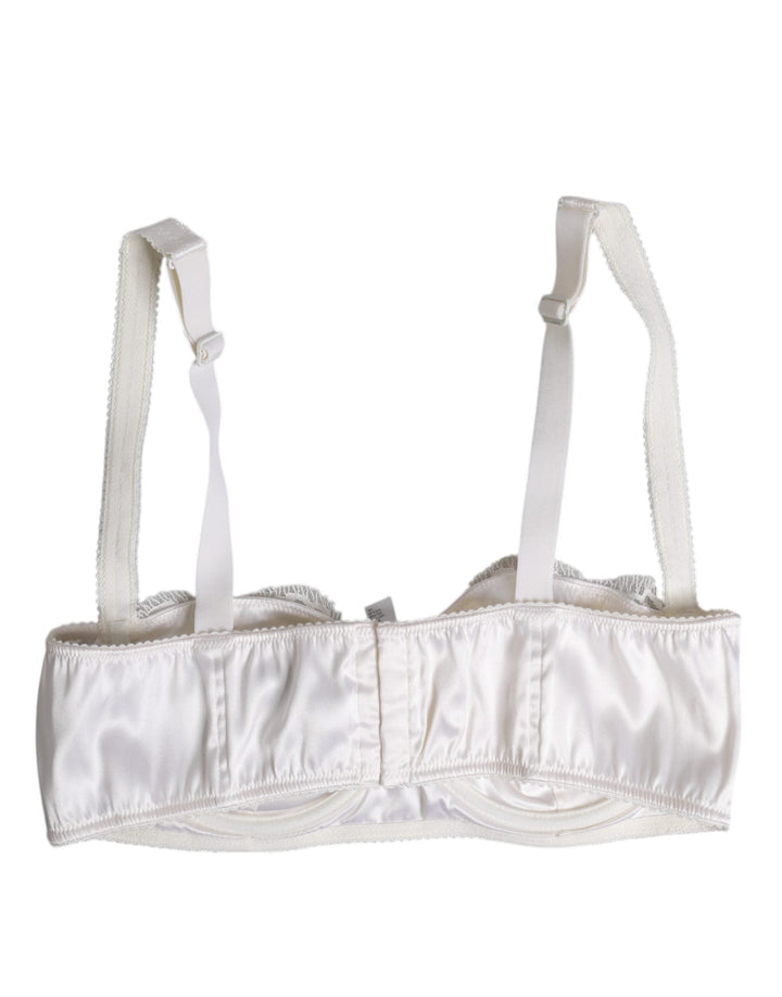Women’s Dolce &amp; Gabbana White Silk Underwired Balconette Bra Underwear