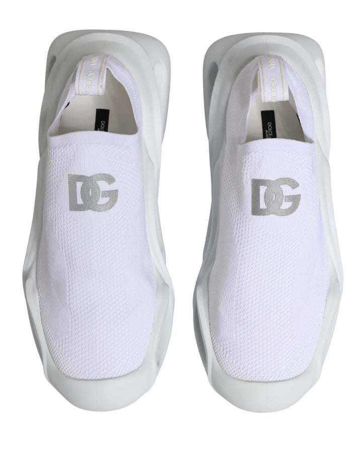 Dolce &amp; Gabbana White Slip On Wave Low Top Sneakers Shoes
