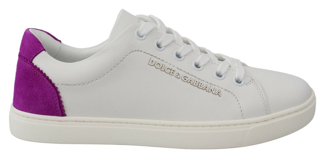 Dolce &amp; Gabbana White Suede Leather Low Top Sneakers Shoes