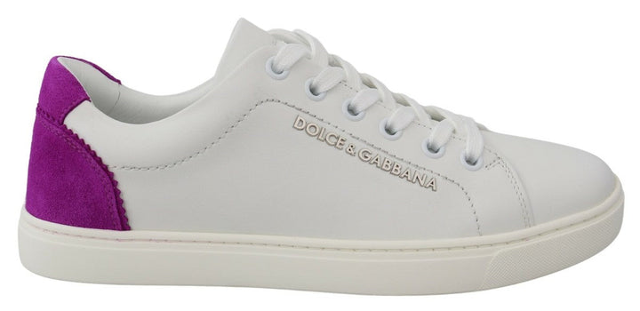 Dolce &amp; Gabbana White Suede Leather Low Top Sneakers Shoes