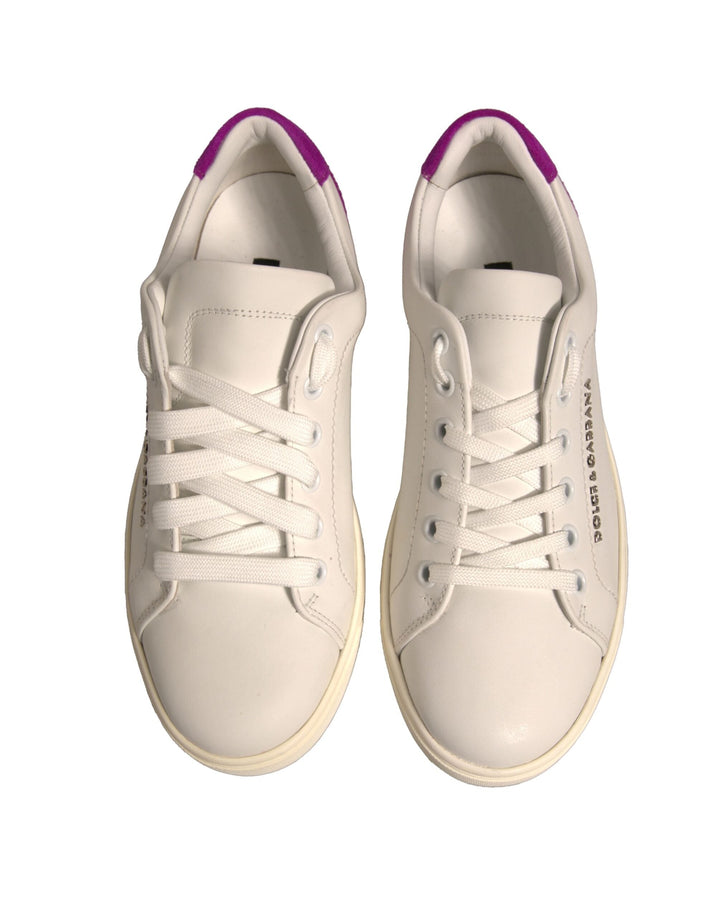 Dolce &amp; Gabbana White Suede Leather Low Top Sneakers Shoes