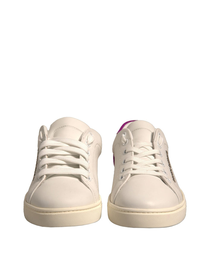 Dolce &amp; Gabbana White Suede Leather Low Top Sneakers Shoes
