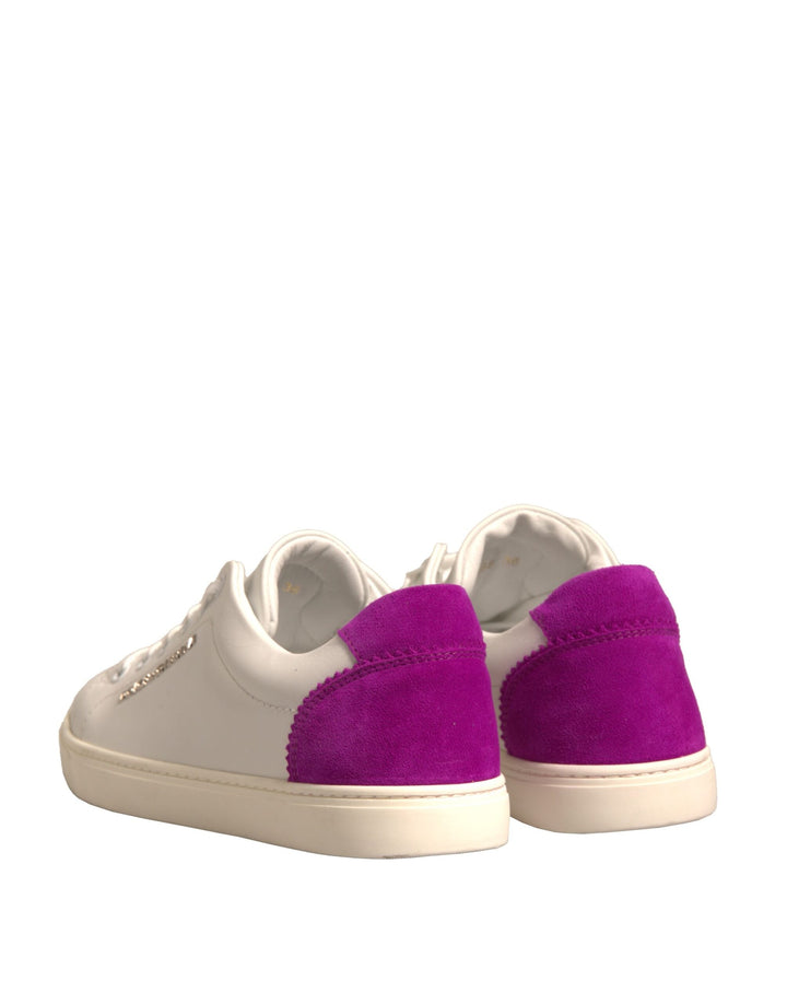 Dolce &amp; Gabbana White Suede Leather Low Top Sneakers Shoes