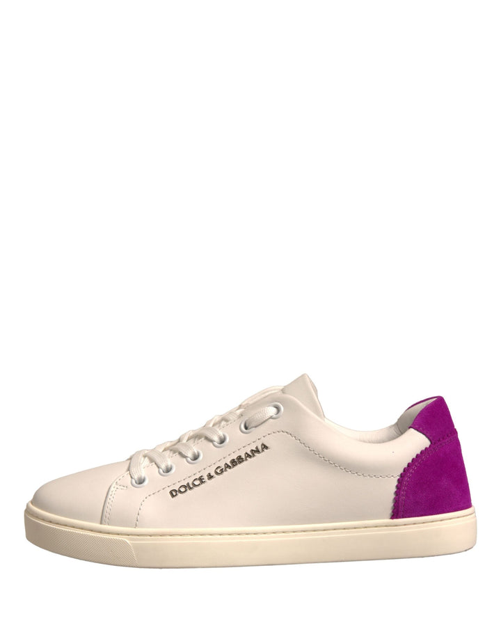 Dolce &amp; Gabbana White Suede Leather Low Top Sneakers Shoes