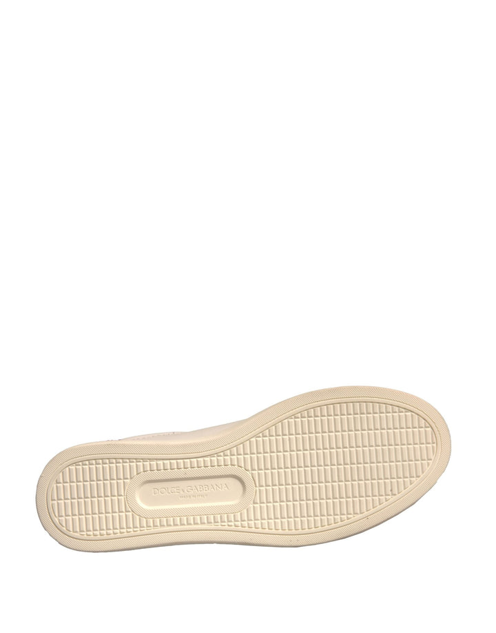 Dolce &amp; Gabbana White Suede Leather Low Top Sneakers Shoes