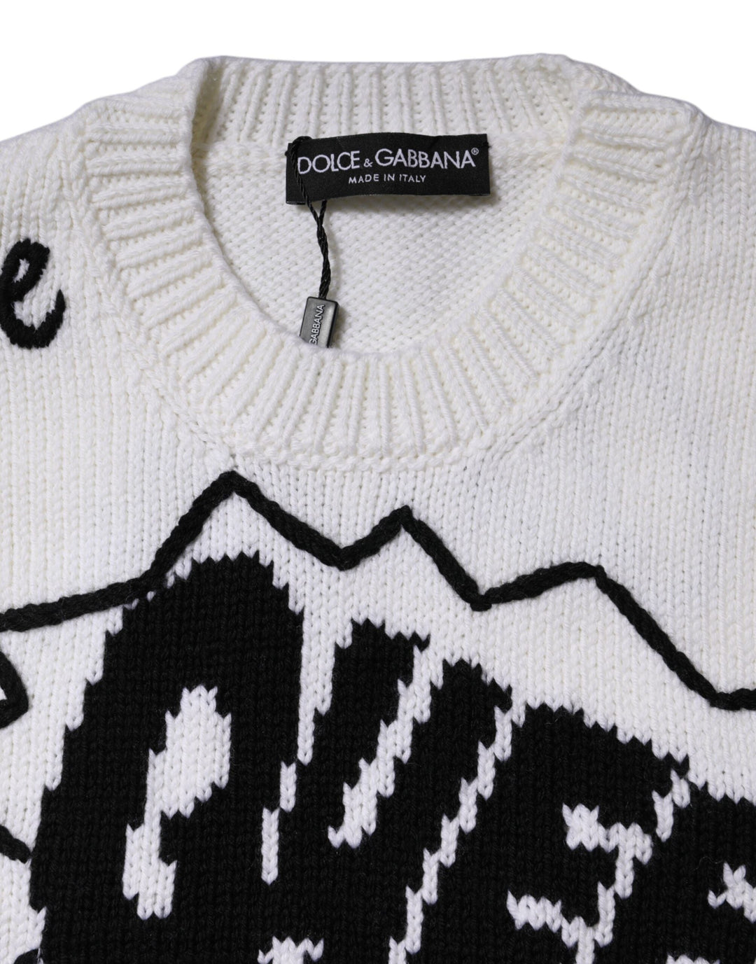Women’s Dolce &amp; Gabbana White Wool Knit Crew Neck Pullover Sweater