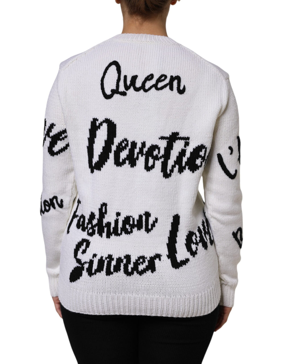 Women’s Dolce &amp; Gabbana White Wool Knit Crew Neck Pullover Sweater