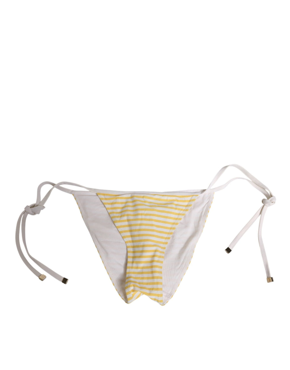 Women’s Dolce & Gabbana White Yellow Stripe Tie Side Logo Underwear