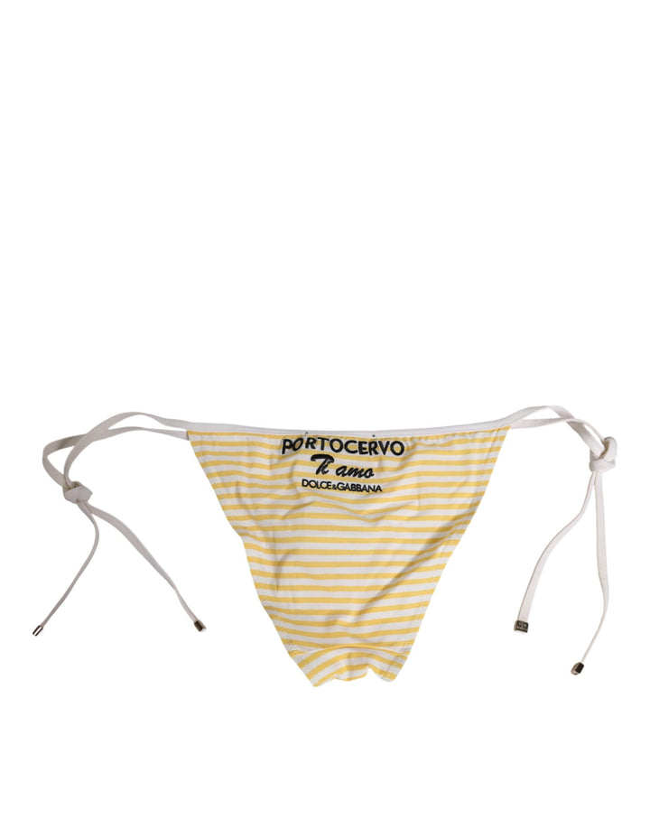 Women’s Dolce &amp; Gabbana White Yellow Stripe Tie Side Logo Underwear