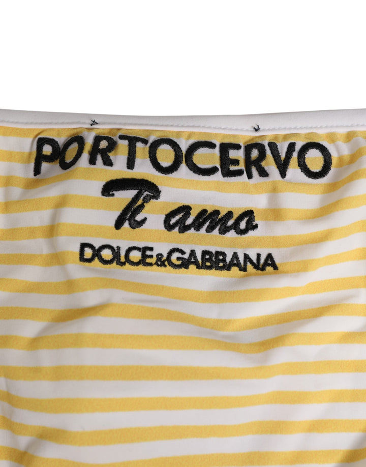 Women’s Dolce &amp; Gabbana White Yellow Stripe Tie Side Logo Underwear