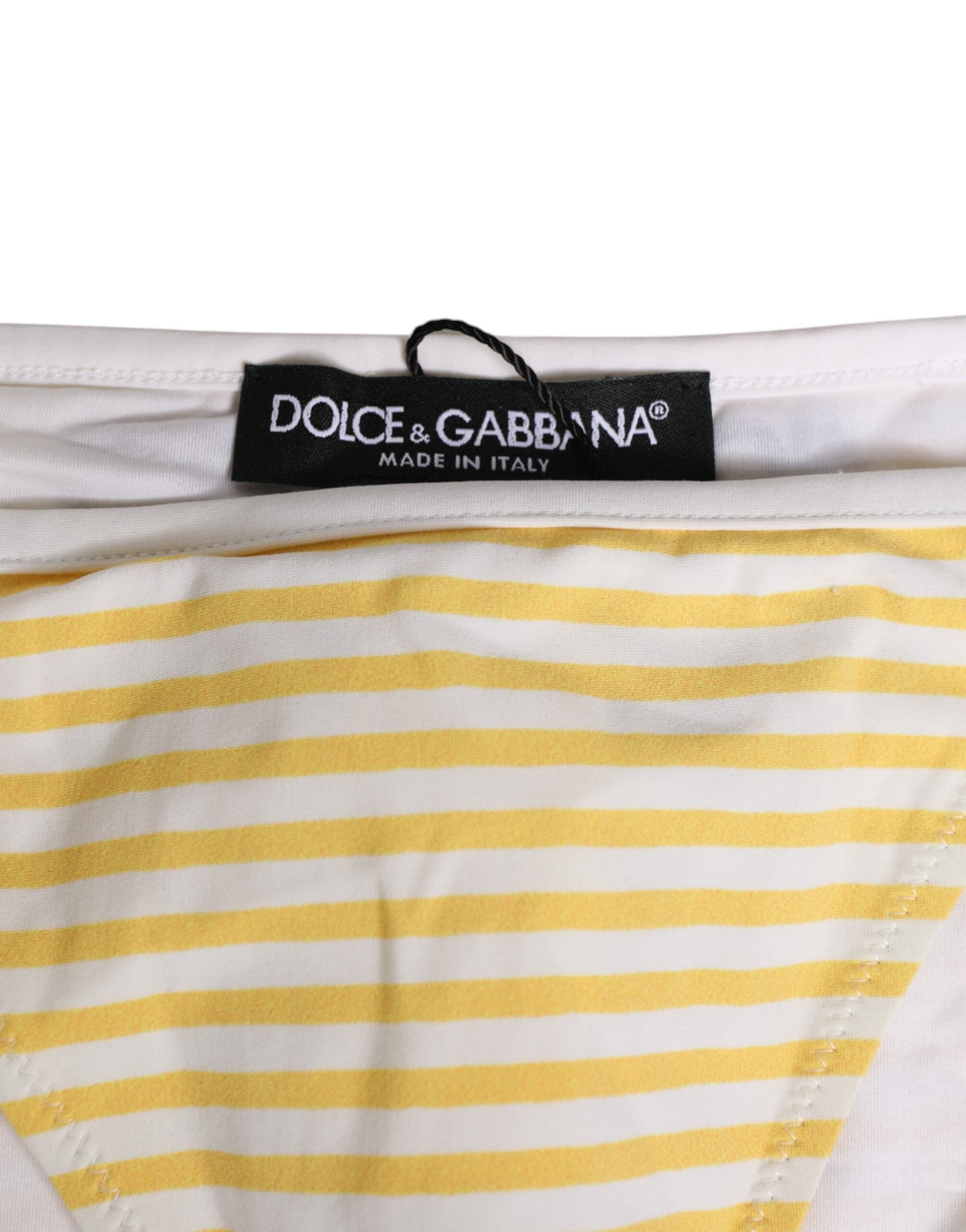 Women’s Dolce &amp; Gabbana White Yellow Stripe Tie Side Logo Underwear