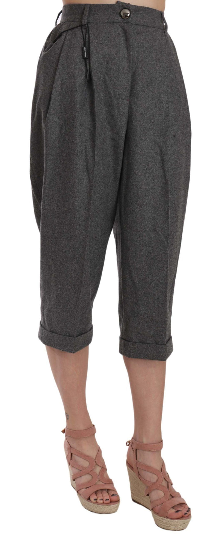 Pantalon plissé élégant en laine et cachemire gris Dolce &amp;amp; Gabbana