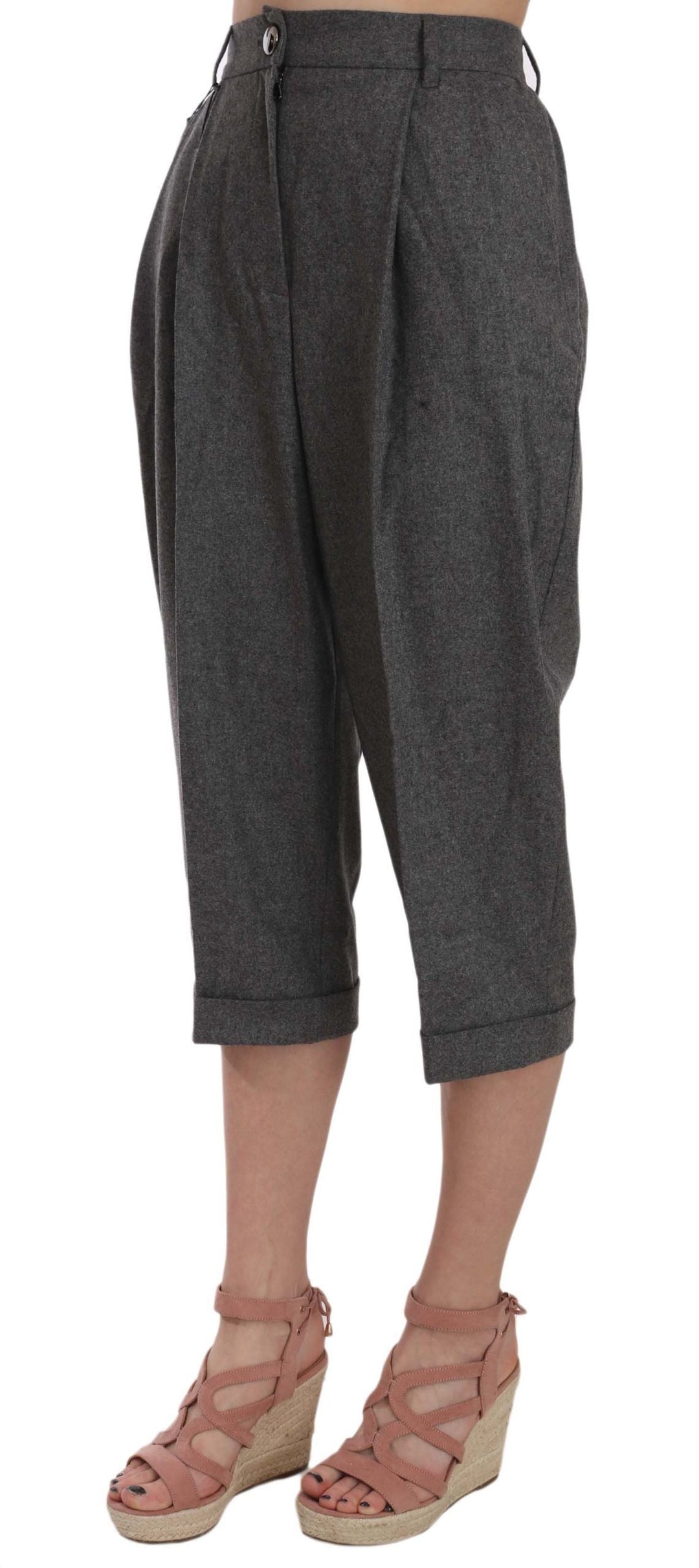Pantalon plissé élégant en laine et cachemire gris Dolce &amp;amp; Gabbana