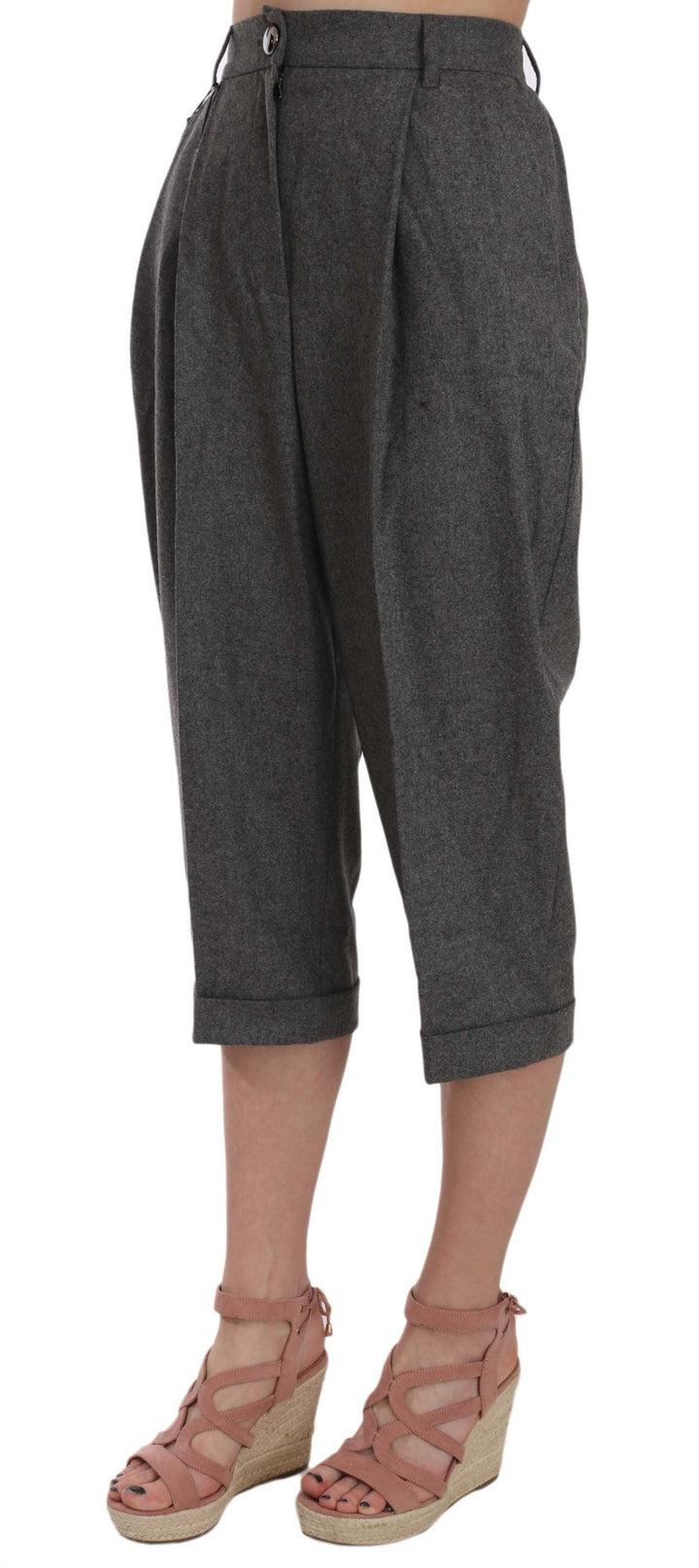 Pantalon plissé élégant en laine et cachemire gris Dolce &amp;amp; Gabbana