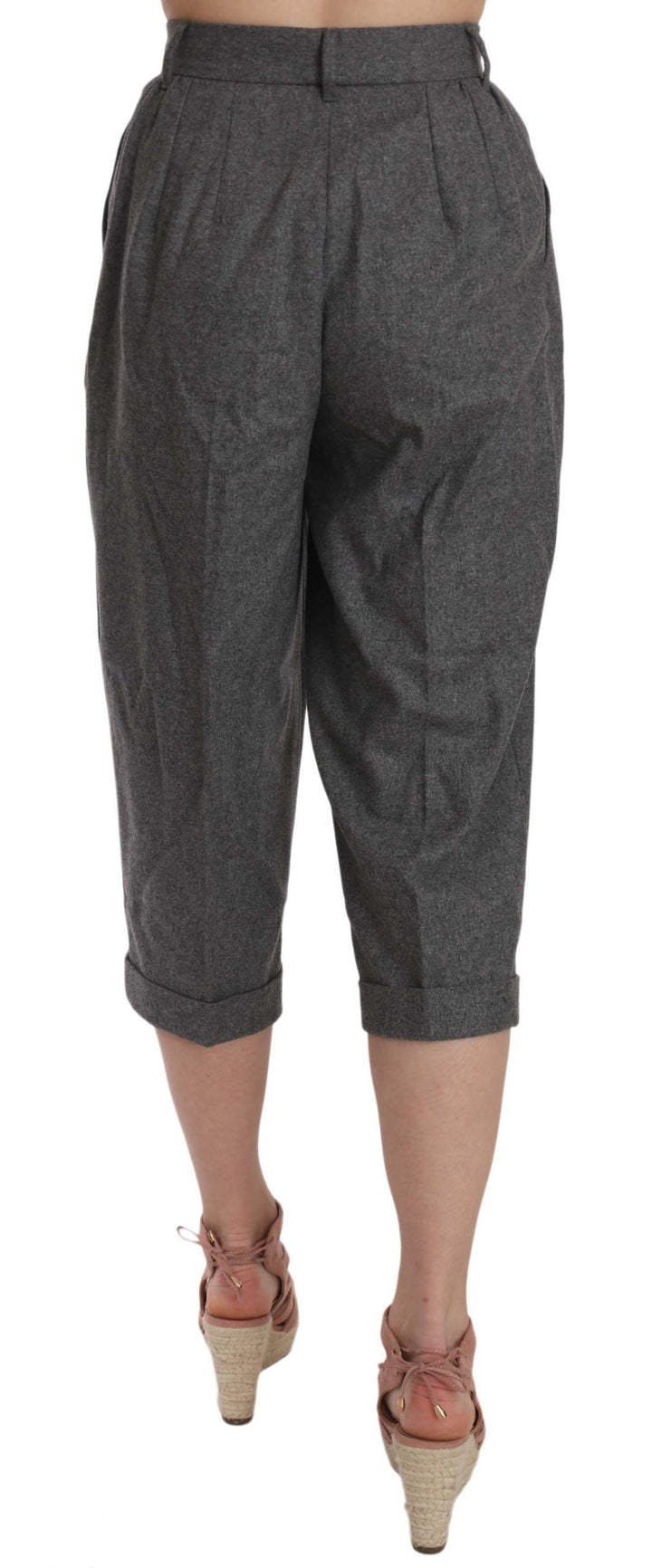 Pantalon plissé élégant en laine et cachemire gris Dolce &amp;amp; Gabbana