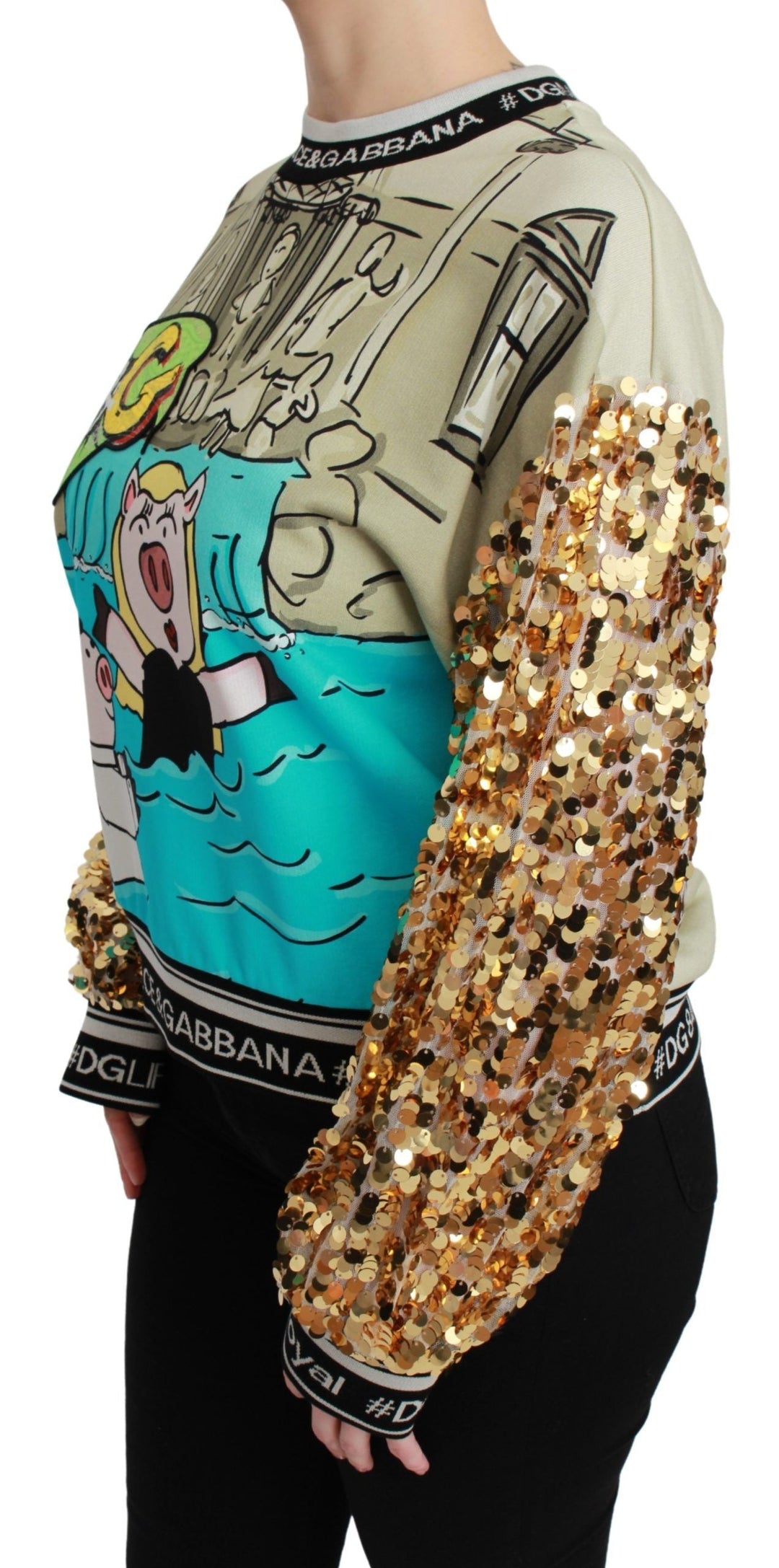 Women’s Dolce &amp; Gabbana Year of the Pig Sequined Top Sweater