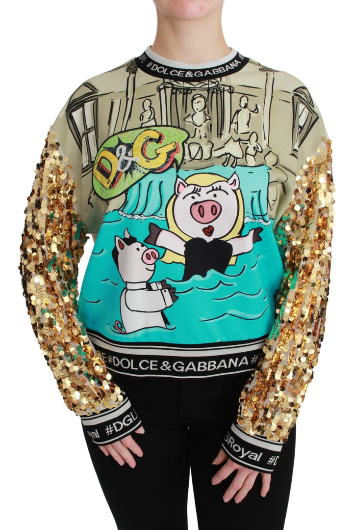 Women’s Dolce &amp; Gabbana Year of the Pig Sequined Top Sweater