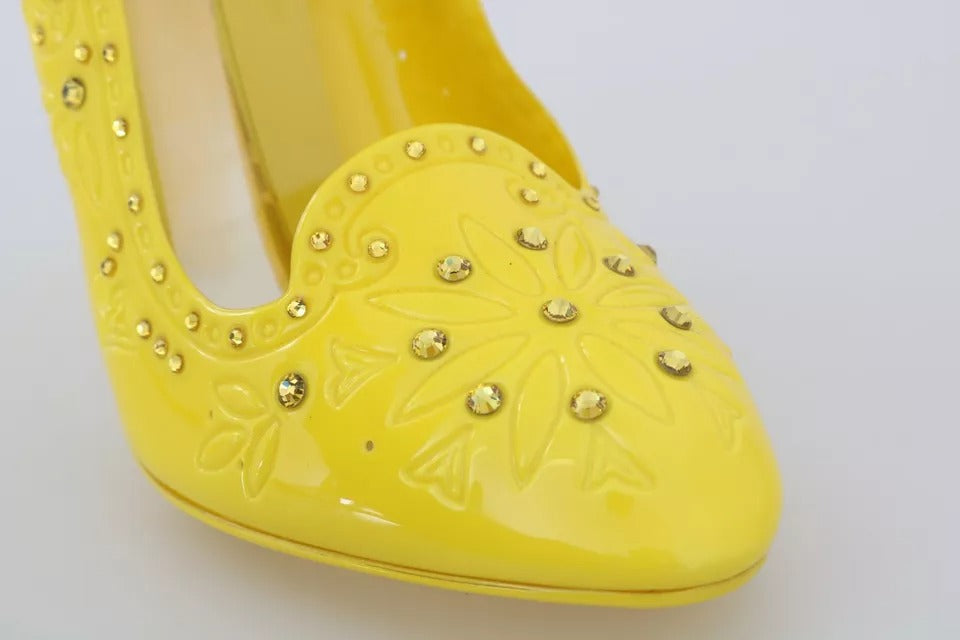 Women’s Dolce &amp; Gabbana Yellow Crystal Heels Cinderella Shoes