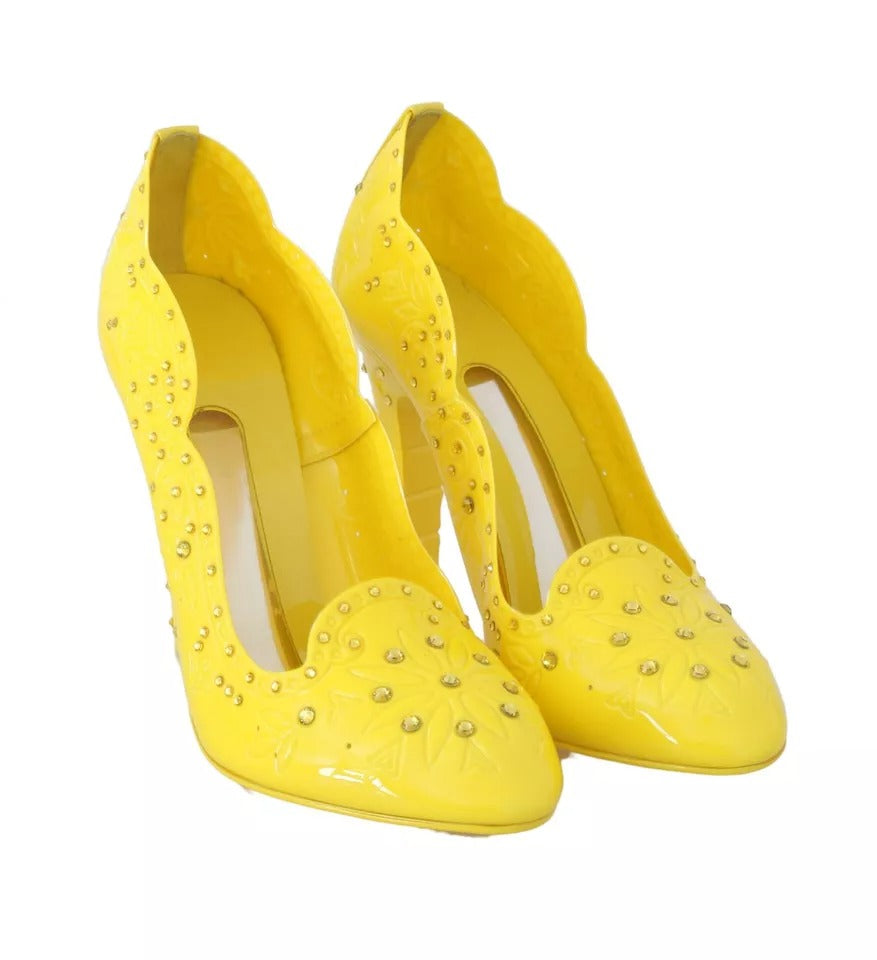 Women’s Dolce &amp; Gabbana Yellow Crystal Heels Cinderella Shoes