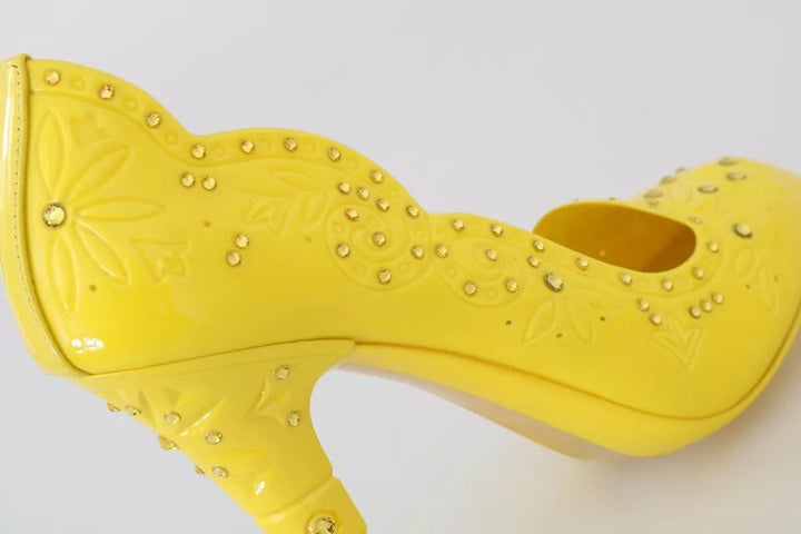 Women’s Dolce &amp; Gabbana Yellow Crystal Heels Cinderella Shoes