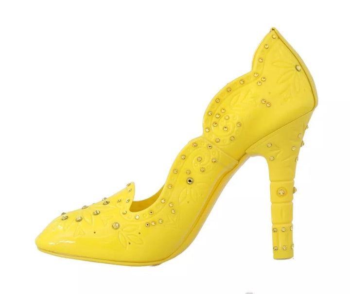 Women’s Dolce &amp; Gabbana Yellow Crystal Heels Cinderella Shoes